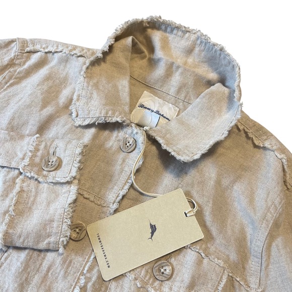Tommy Bahama Two Palms Raw Edge Jacket Natural Beige Small New with Tags Linen - Picture 1 of 9